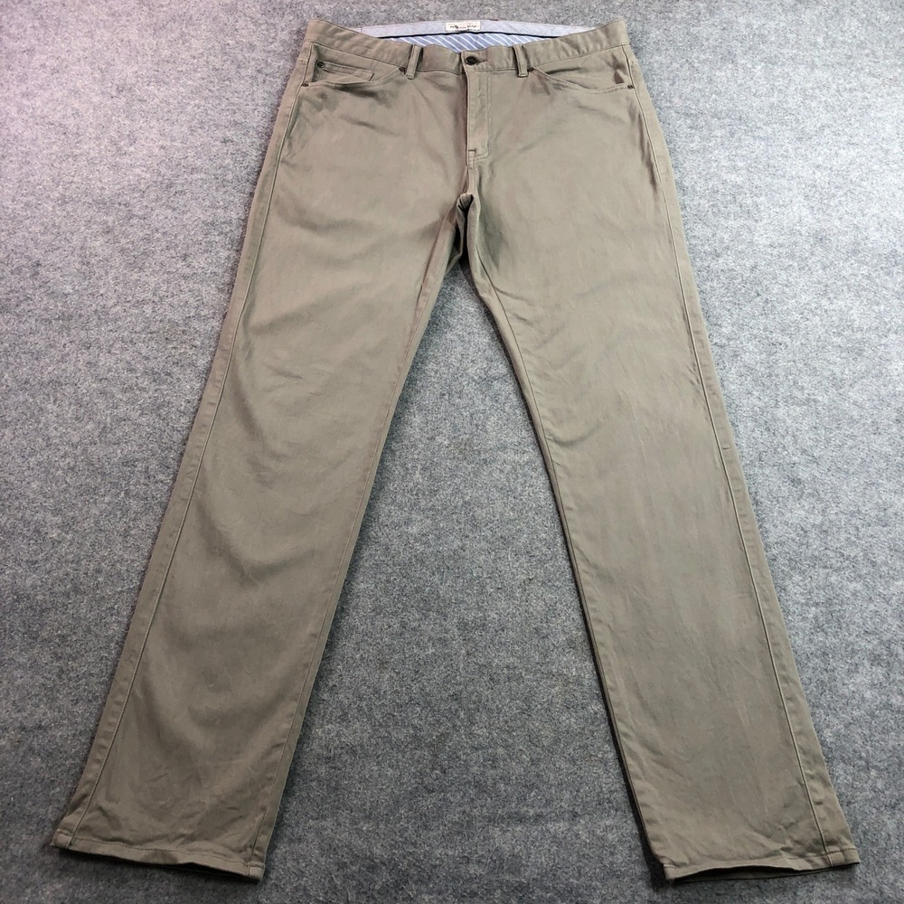 Peter Millar Mens 5-Pocket Pants 35 Gray Cotton Modal Stretch Straight Leg